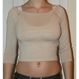 Forever 21 brand cropped quarter sleeve shirt